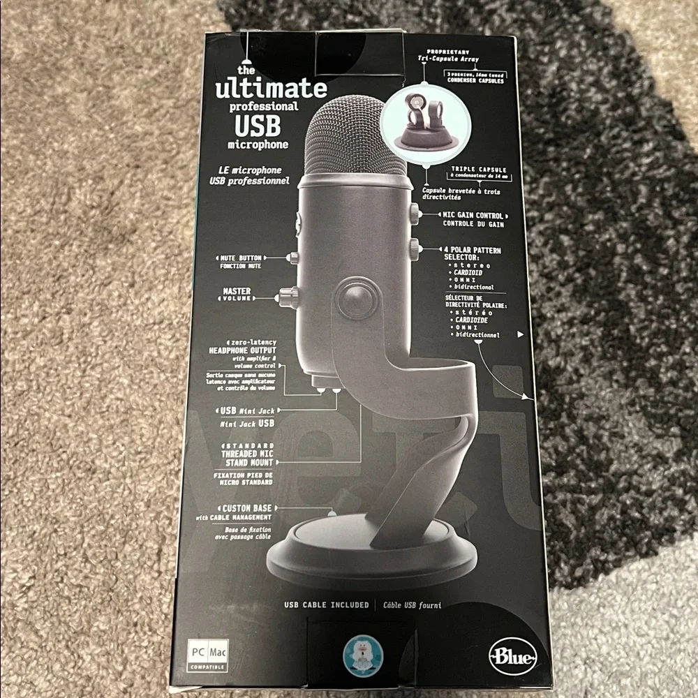 Yeti Blackout USB microphone, NIB!